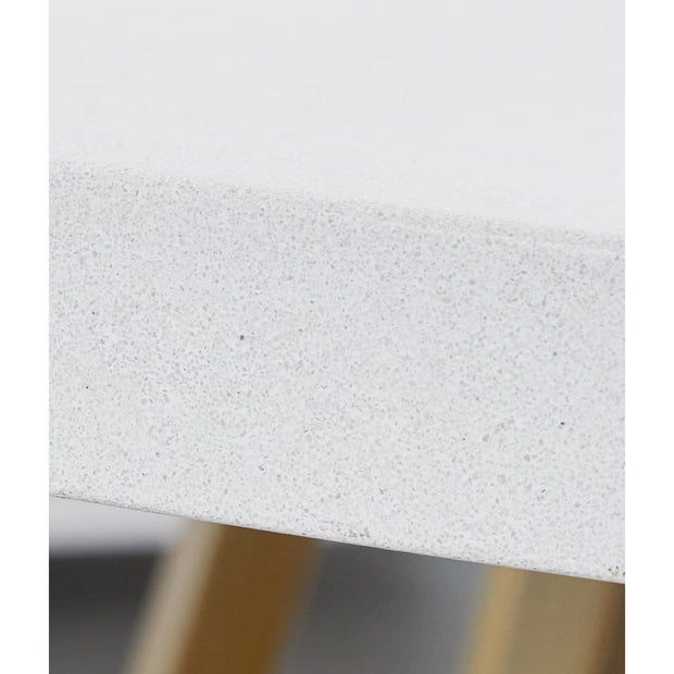 Essentials For Living Turino Round Dining Table ~ White Concrete Top With Brushed Stainless Steel Base
