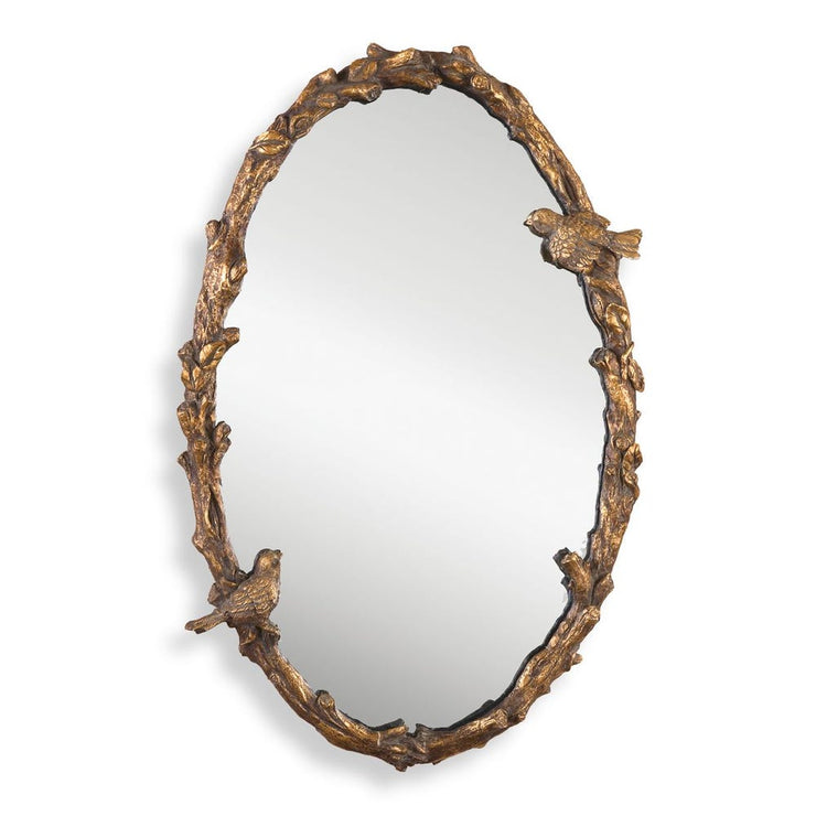 Uttermost Paza Distressed Antique Gold Leaf Oval Mirror