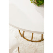 Essentials For Living Turino Round Dining Table ~ White Concrete Top With Brushed Gold Base