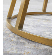 Essentials For Living Turino Round Dining Table ~ White Concrete Top With Brushed Gold Base