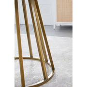Essentials For Living Turino Round Dining Table ~ White Carrera Marble Top With Brushed Gold Base
