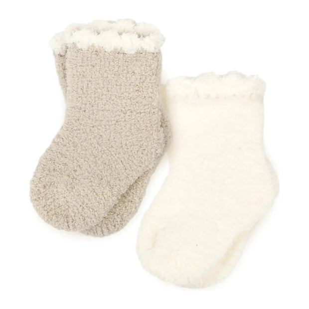 Kashwere Baby Ultra Plush Malt and Creme Set of Two Baby Sock Sets