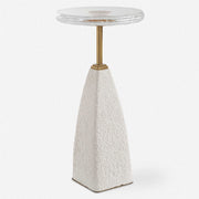 Uttermost Sora Seeded Glass Top With Sandstone Base Round Drink Table