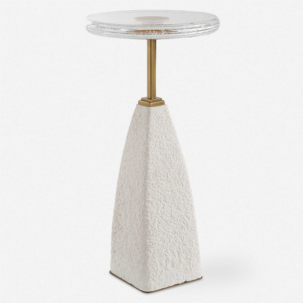 Uttermost Sora Seeded Glass Top With Sandstone Base Round Drink Table