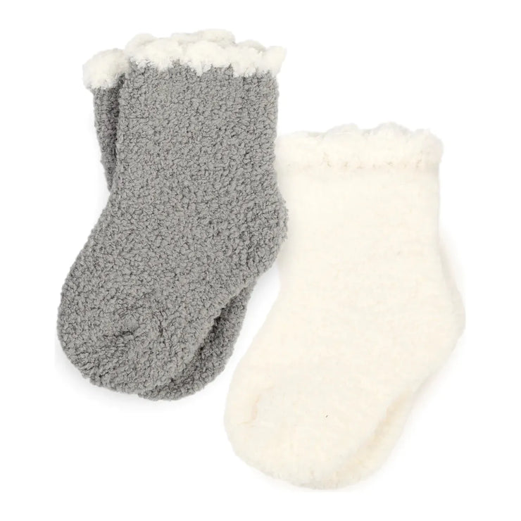 Kashwere Baby Ultra Plush Stone and Creme Set of Two Baby Sock Sets