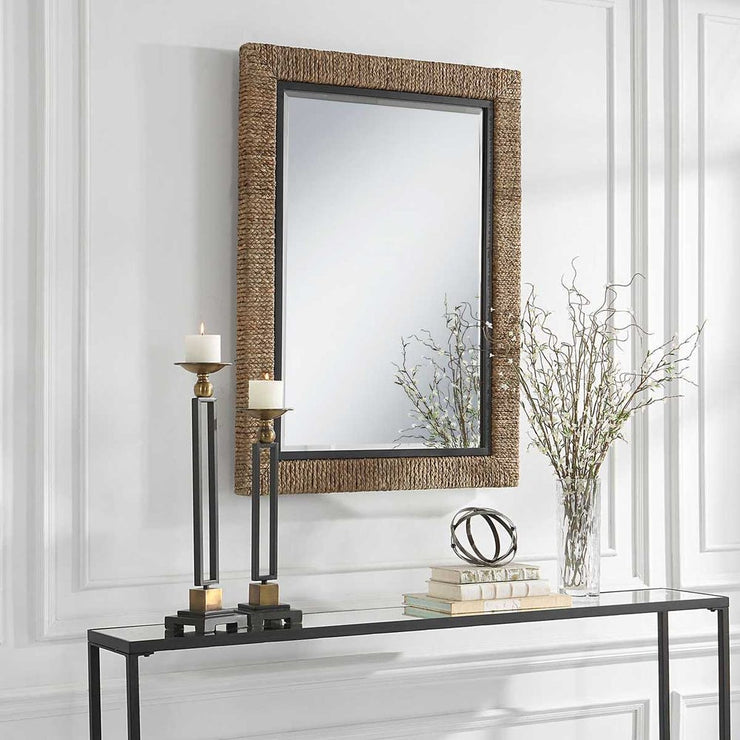 Uttermost Island Natural Braided Straw Mirror