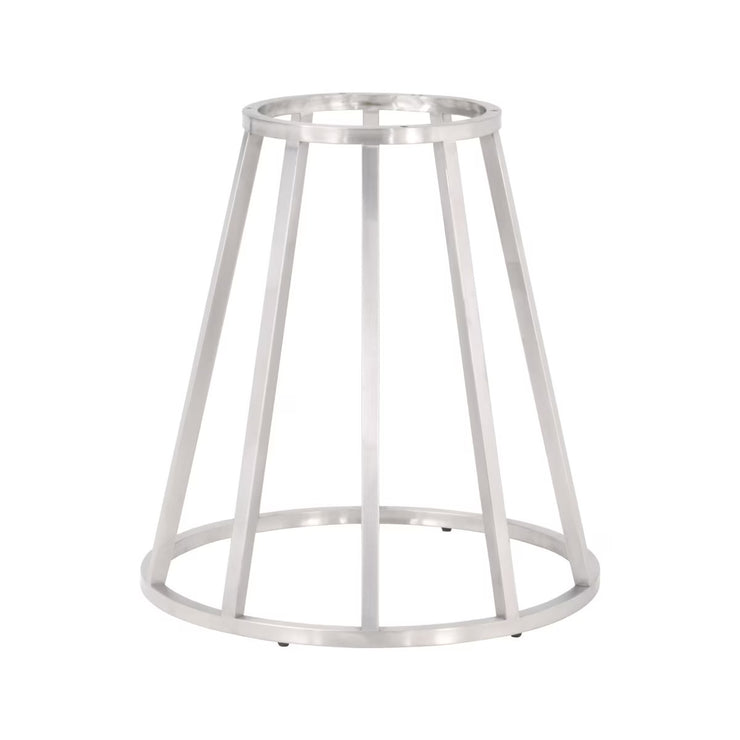 Essentials For Living Turino Round Dining Table ~ White Concrete Top With Brushed Stainless Steel Base