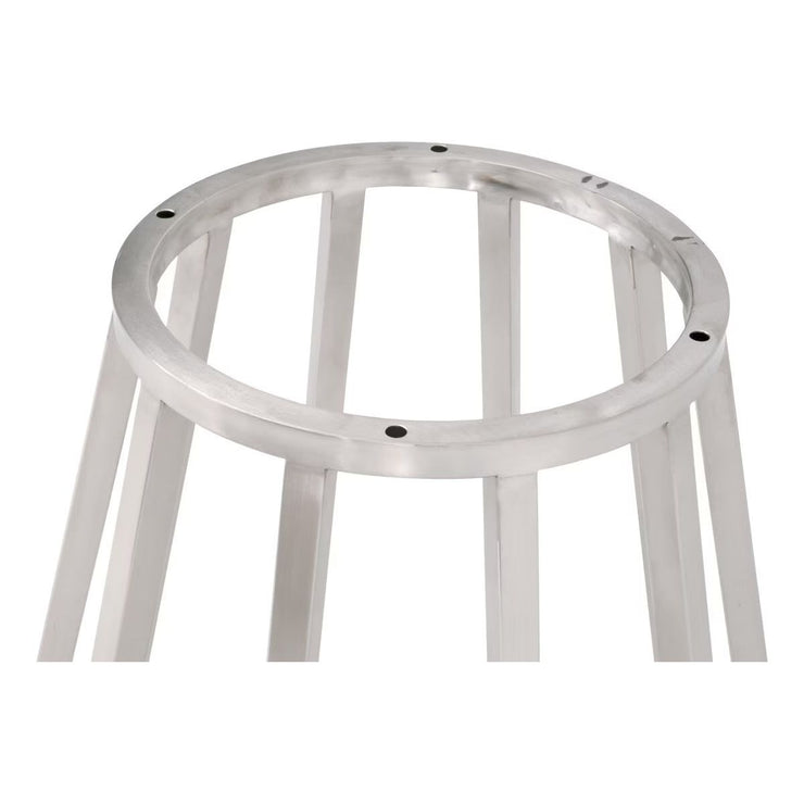 Essentials For Living Turino Round Dining Table ~ White Concrete Top With Brushed Stainless Steel Base