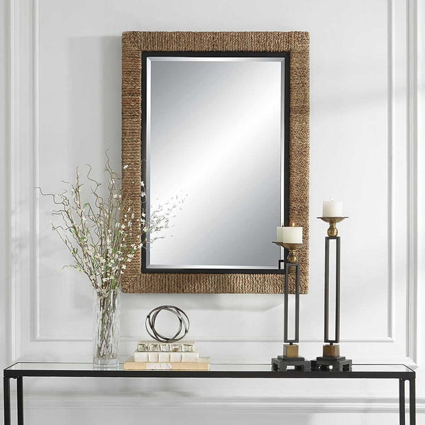 Uttermost Island Natural Braided Straw Mirror