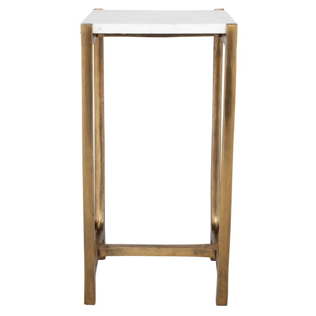 Uttermost Affinity White Marble Top With Antique Gold Base Accent Table