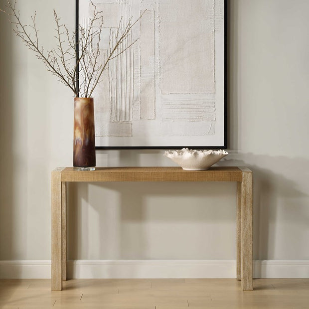 Uttermost Bentley Textured Grasscloth Top Organic Console Table