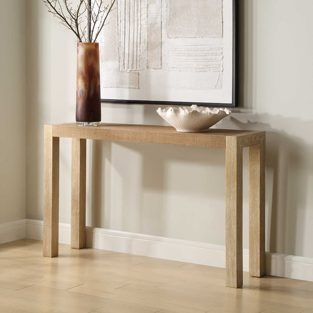 Uttermost Bentley Textured Grasscloth Top Organic Console Table
