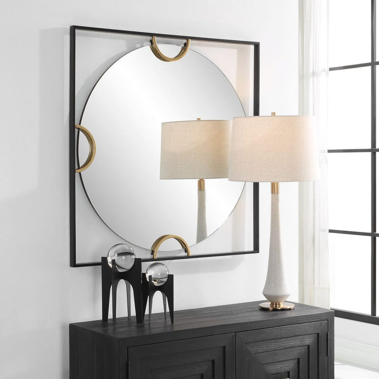 Uttermost Hinson Satin Black Iron Square Mirror