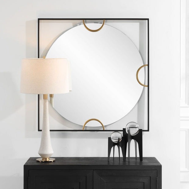 Uttermost Hinson Satin Black Iron Square Mirror