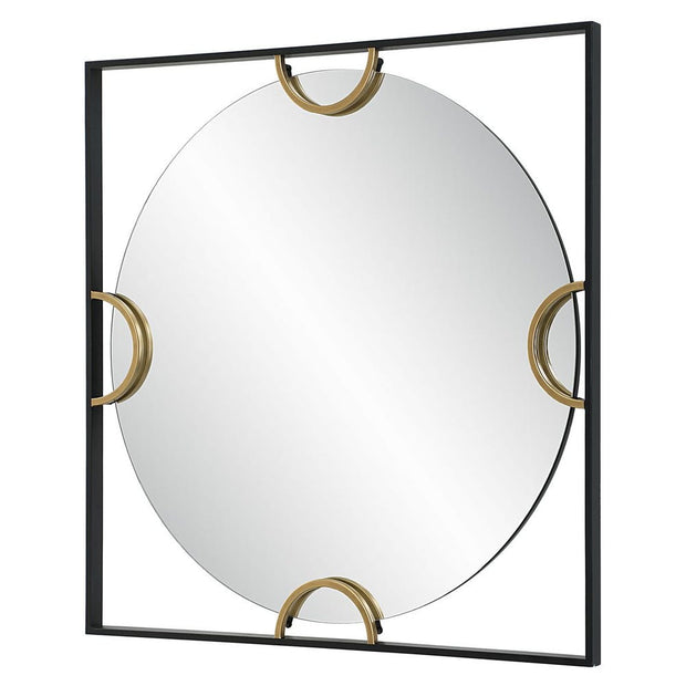 Uttermost Hinson Satin Black Iron Square Mirror