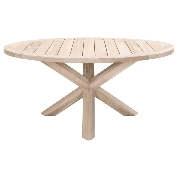 Essentials For Living Boca Outdoor 63” Round Dining Table ~ Gray Teak