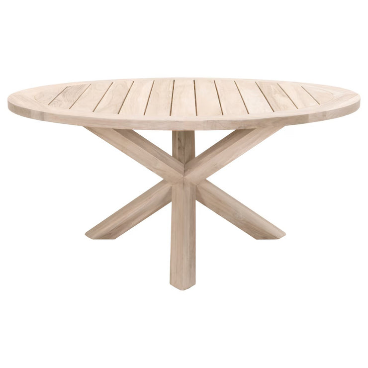 Essentials For Living Boca Outdoor 63” Round Dining Table ~ Gray Teak