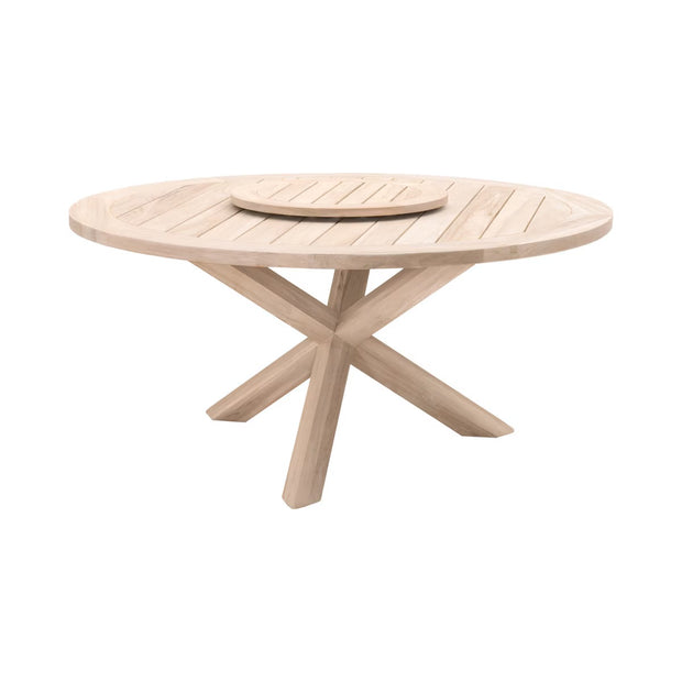 Essentials For Living Boca Outdoor 63” Round Dining Table ~ Gray Teak