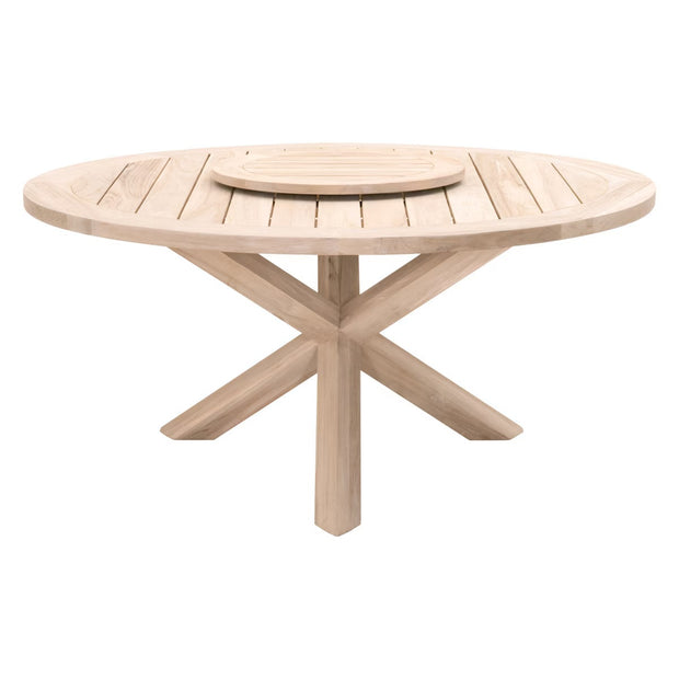 Essentials For Living Boca Outdoor 63” Round Dining Table ~ Gray Teak