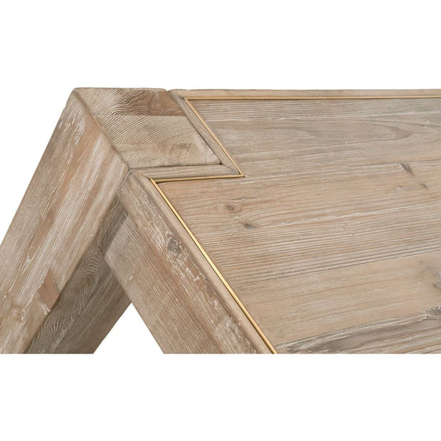 Essentials For Living Canal Extension Dining Table ~ Smoke Gray Pine, Brushed Gold Inlay