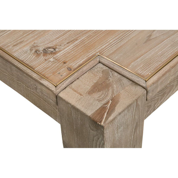 Essentials For Living Canal Extension Dining Table ~ Smoke Gray Pine, Brushed Gold Inlay