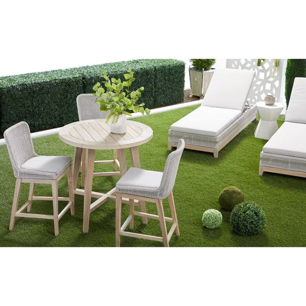 Essentials For Living Carmel Outdoor 36” Round Counter Table ~ Gray Teak