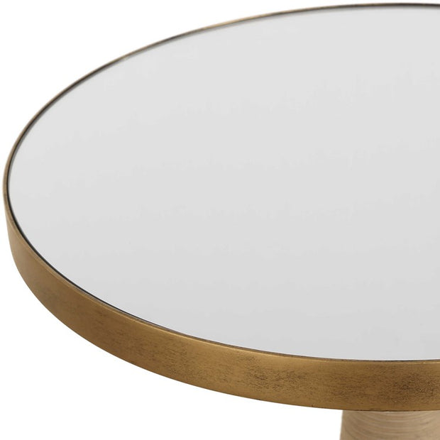 Uttermost Terra Mirrored Top With Natural Rattan Base Round Side Table