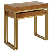 Uttermost Burlesque Burl With Brushed Brass Set of 2 Nesting Tables