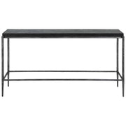 Uttermost Crescendo Black Concrete Top with Hammered Silver Metal Base Console Table