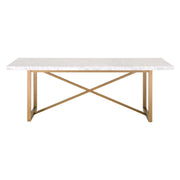 Essentials For Living Carrera Dining Table ~ White Carrera Marble, Brushed Gold