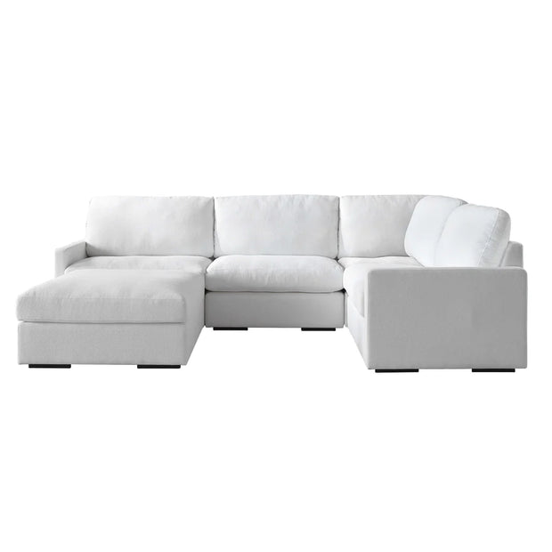 Uttermost Refuge Modular Sectional Sofa with Ottoman ~ Ultra Plush Artic White Performance Fabric