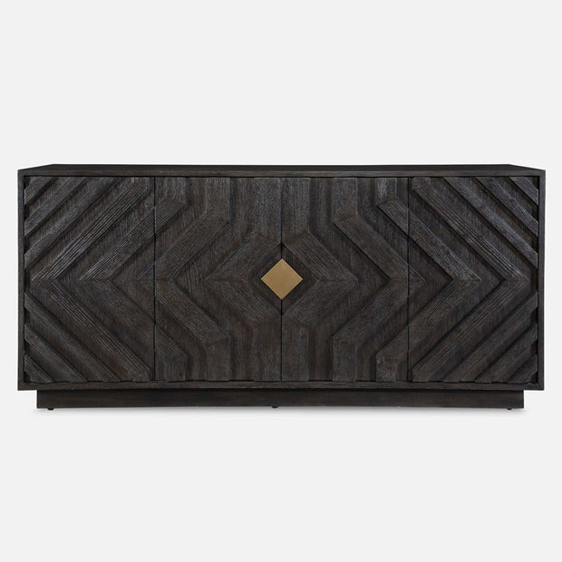 Uttermost Faulkner Chevron Black Oak 4 Door Cabinet