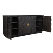 Uttermost Faulkner Chevron Black Oak 4 Door Cabinet