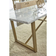 Essentials For Living Carrera Dining Table ~ White Carrera Marble, Brushed Gold