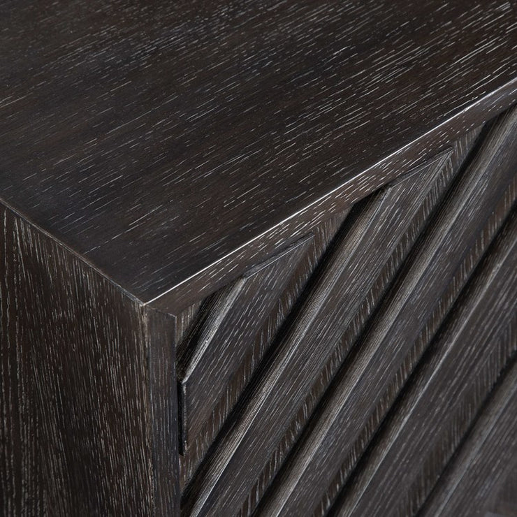 Uttermost Faulkner Chevron Black Oak 4 Door Cabinet