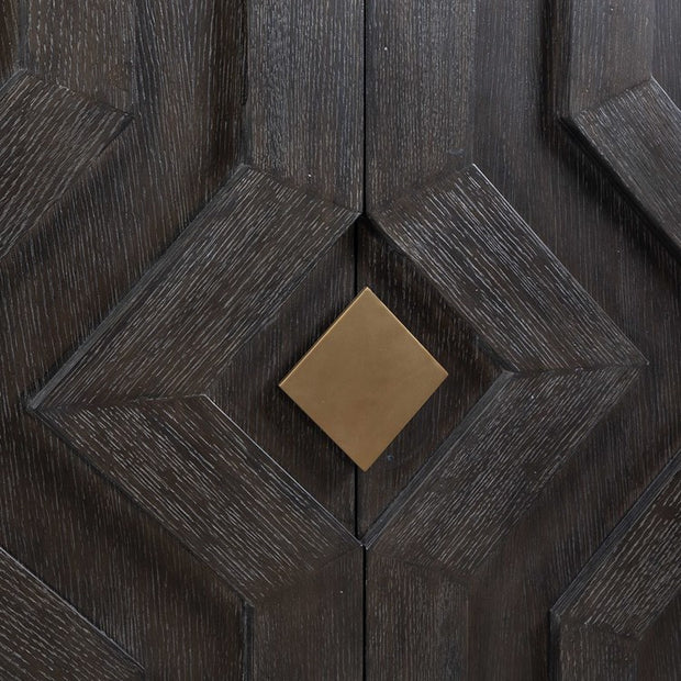 Uttermost Faulkner Chevron Black Oak 4 Door Cabinet