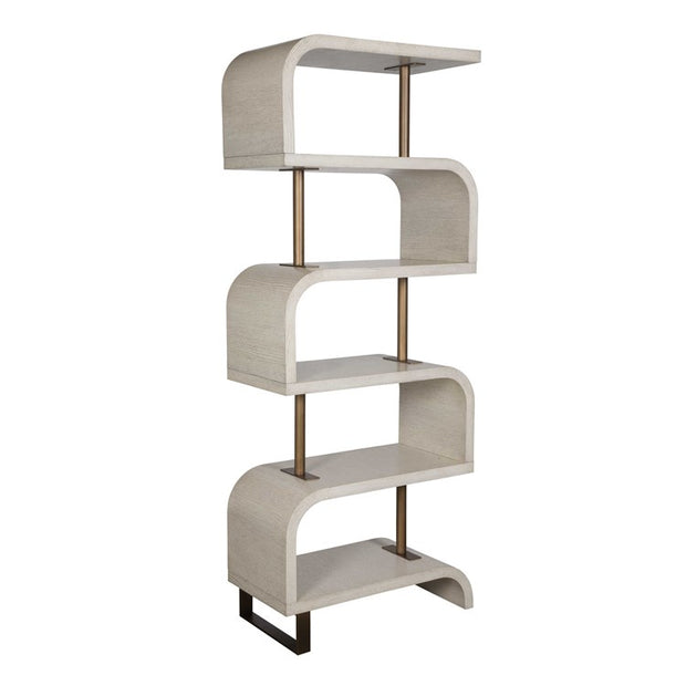 Uttermost Bia White and Antiqued Brass Modern Etagere