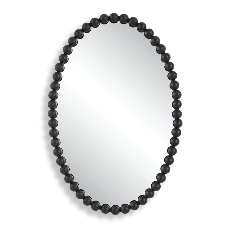 Uttermost Serna Beaded Matte Black Oval Mirror