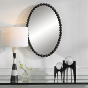 Uttermost Serna Beaded Matte Black Oval Mirror
