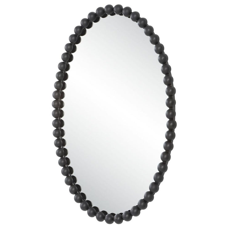 Uttermost Serna Beaded Matte Black Oval Mirror