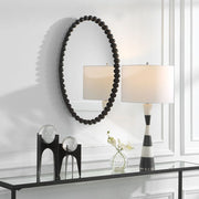 Uttermost Serna Beaded Matte Black Oval Mirror