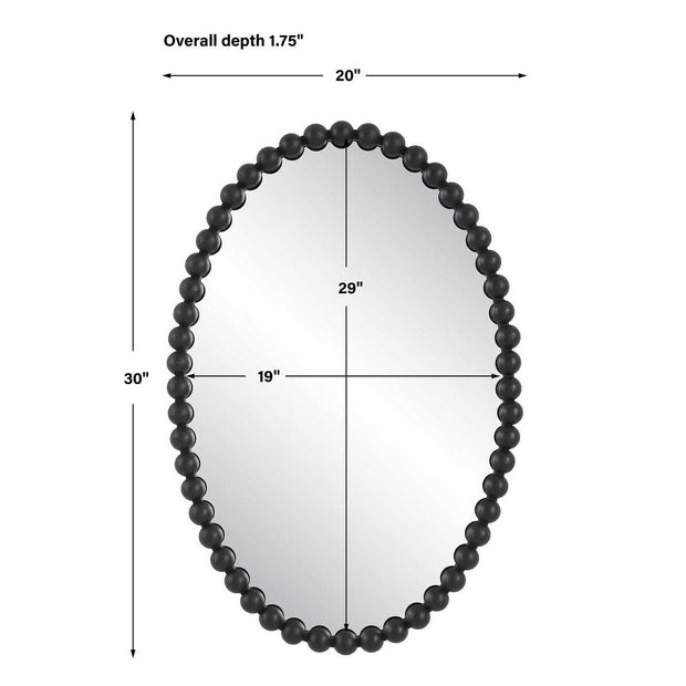 Uttermost Serna Beaded Matte Black Oval Mirror