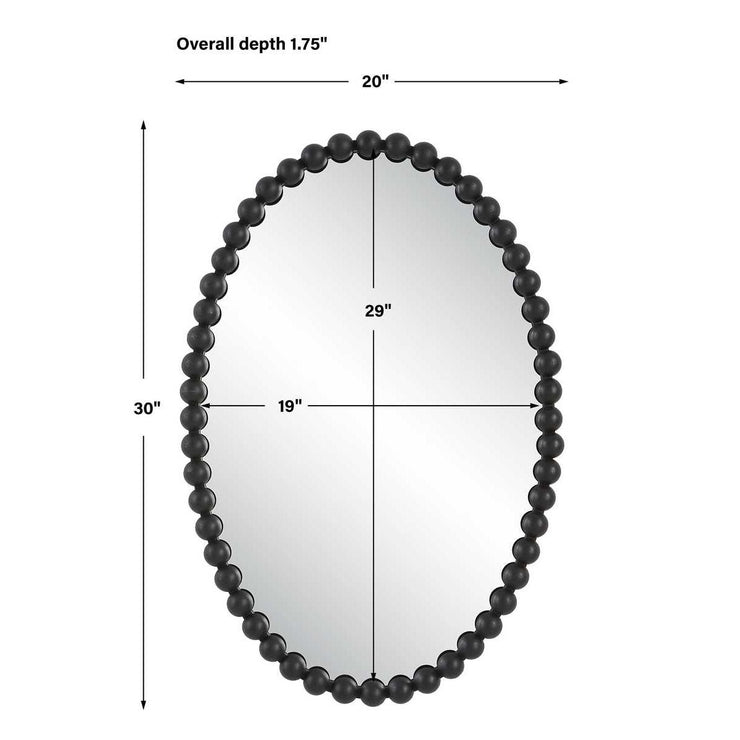 Uttermost Serna Beaded Matte Black Oval Mirror