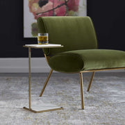 Uttermost Elevate White Marble Top With Brushed Brass Base Drink Table
