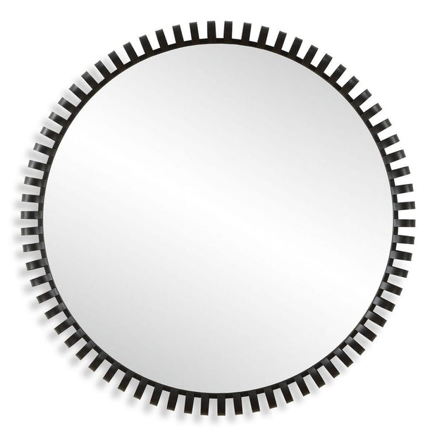 Uttermost Corona Satin Black Iron Round Mirror