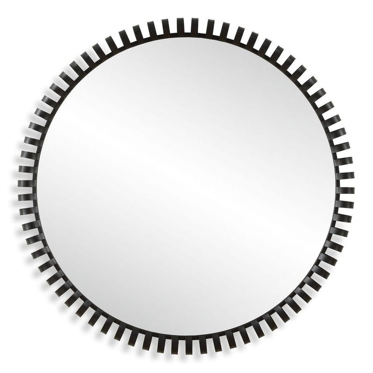 Uttermost Corona Satin Black Iron Round Mirror