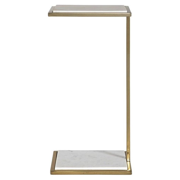 Uttermost Elevate White Marble Top With Brushed Brass Base Drink Table
