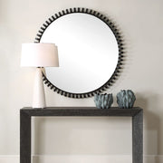 Uttermost Corona Satin Black Iron Round Mirror
