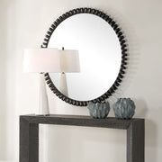 Uttermost Corona Satin Black Iron Round Mirror
