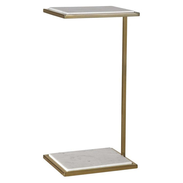 Uttermost Elevate White Marble Top With Brushed Brass Base Drink Table